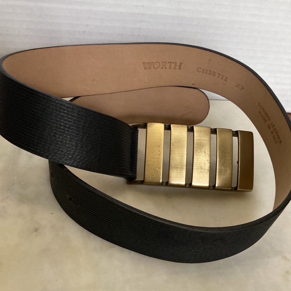 Worth Black Leather Belt with Gold Buckle
WOMENS